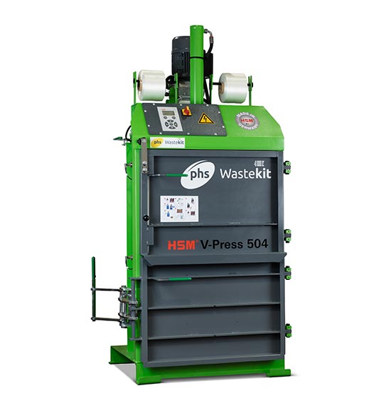 phs wastekit large green baler with some baled cardboard inside