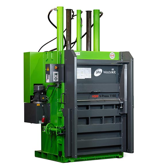 phs wastekit v press 1160 vertical cardboard baler