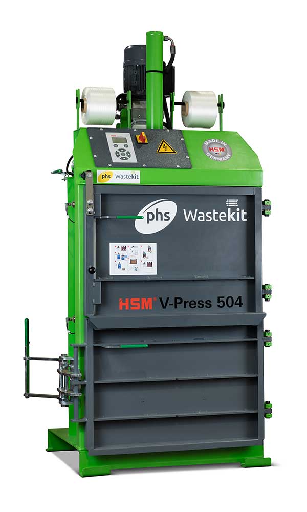 phs wastekit v press 504 eco vertical cardboard baler