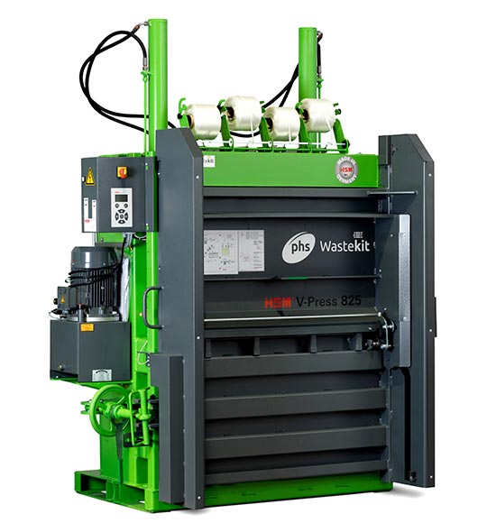 phs wastekit vertical cardboard baler